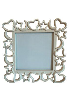 Picture Frame Elsa L Moon Star Celestial Pattern 3 1/4" x 3 1/4" VTG Standing